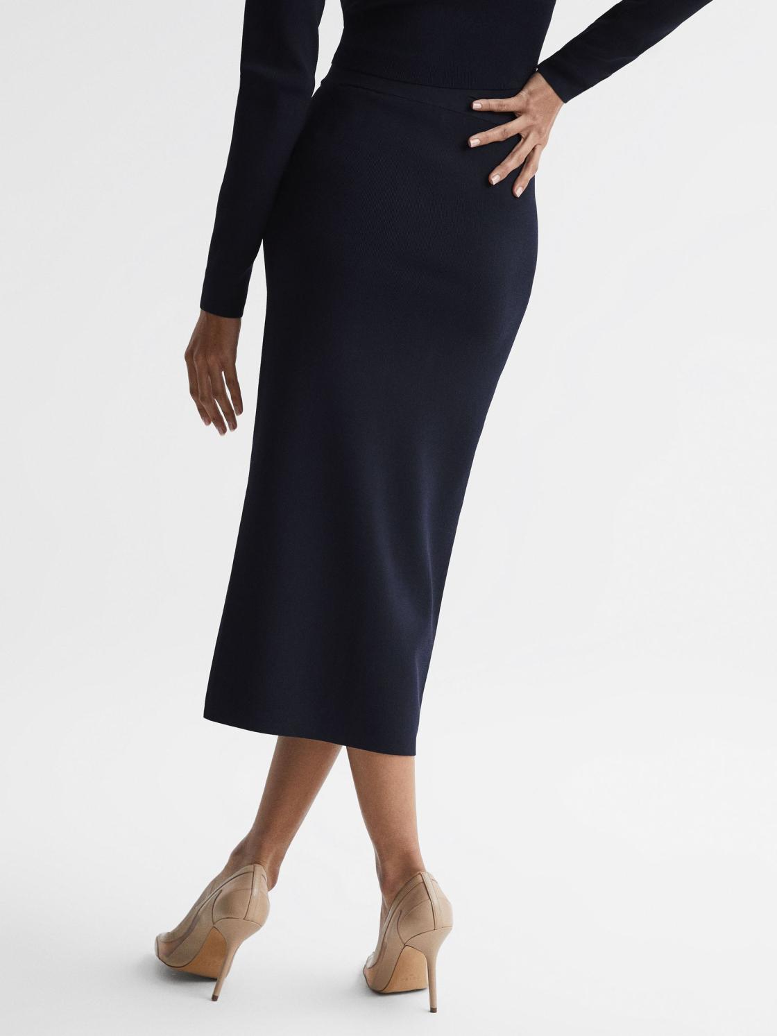 Reiss Skirts | Erin Knitted Co Ord Midi Skirt Dark Navy - Women