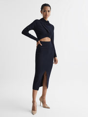 Reiss Skirts | Erin Knitted Co Ord Midi Skirt Dark Navy - Women
