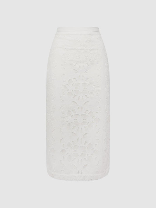 Reiss Skirts | Immi Lace Co-ord Pencil Skirt White - Women