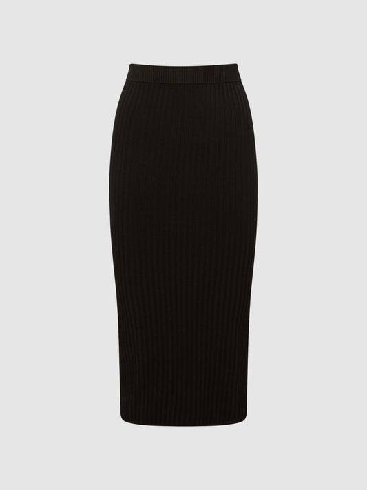 Reiss Skirts | Iona Knitted Pencil Skirt Co-Ord Black - Women