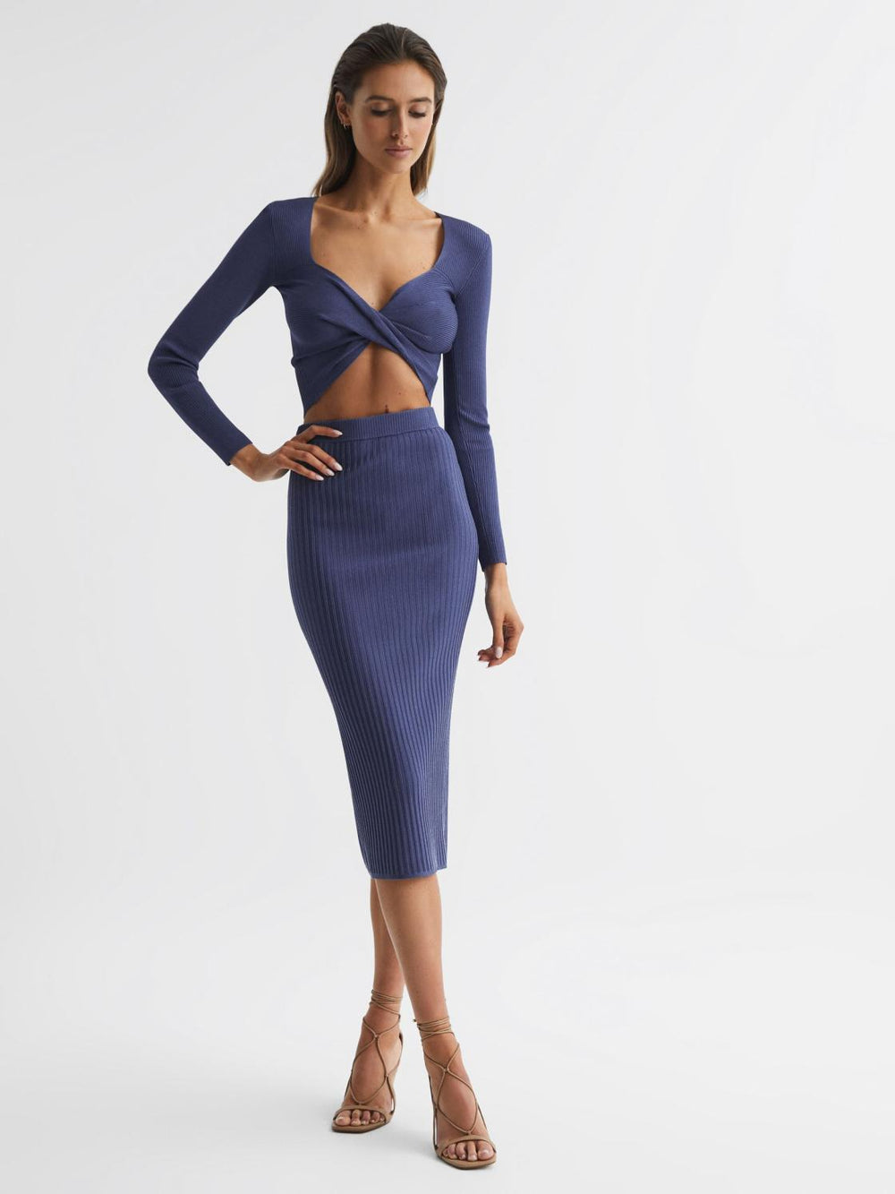 Reiss Skirts | Iona Knitted Pencil Skirt Co-Ord Black - Women