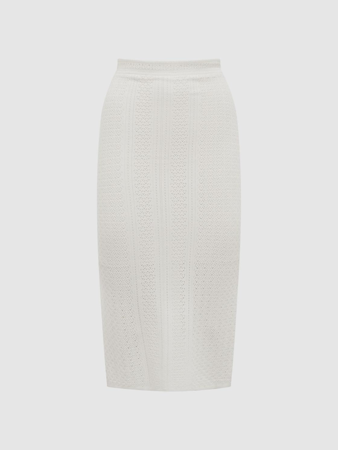 Reiss Skirts | Judy Knitted Crochet Midi Skirt Co-Ord Ivory - Women