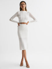 Reiss Skirts | Judy Knitted Crochet Midi Skirt Co-Ord Ivory - Women