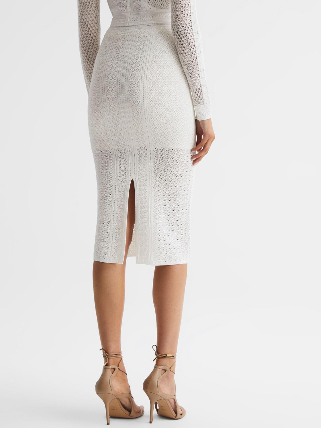 Reiss Skirts | Judy Knitted Crochet Midi Skirt Co-Ord Ivory - Women