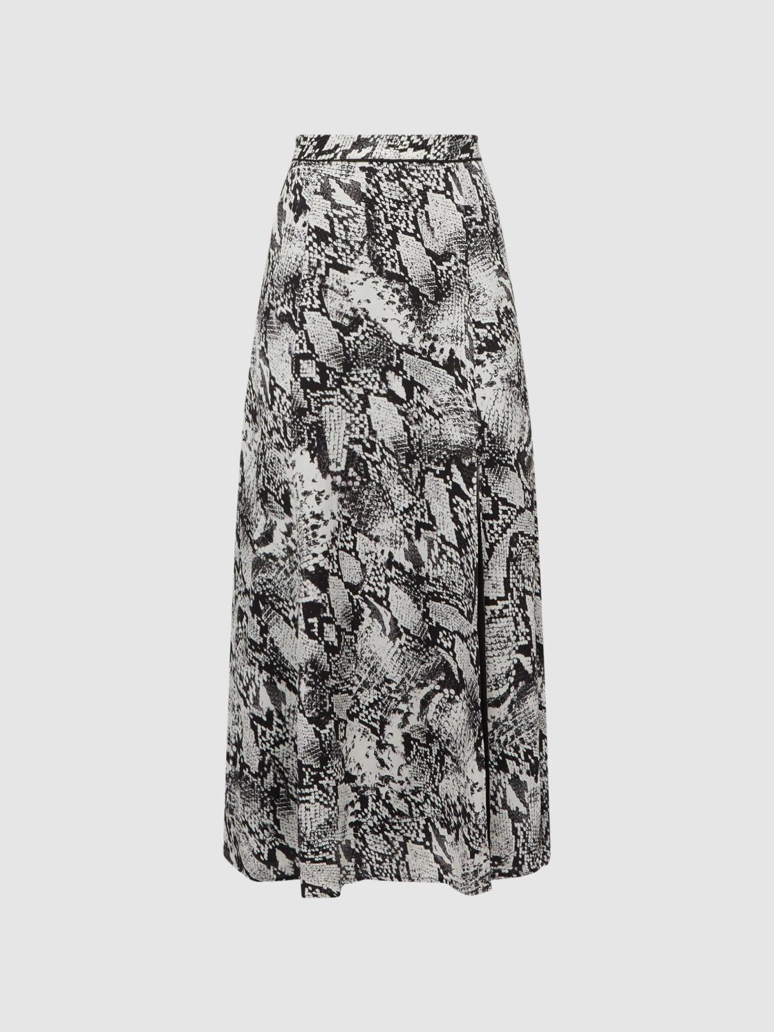 Reiss Skirts | Katia Printed Slip Midi Skirt Black - Women