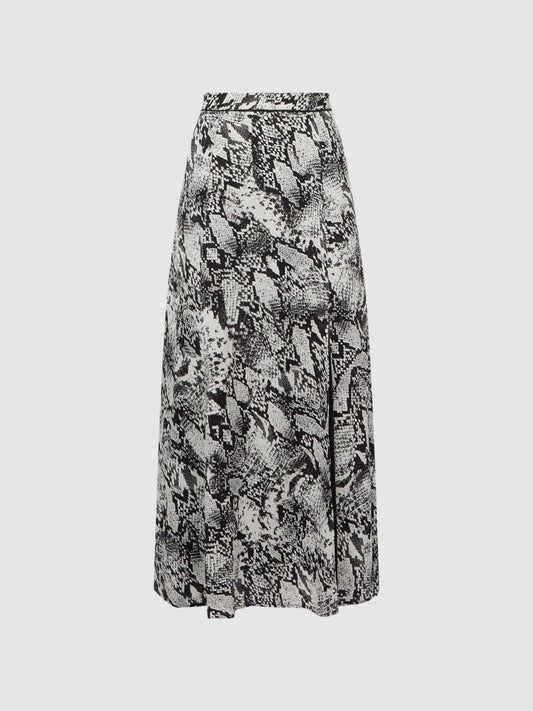 Reiss Skirts | Katia Printed Slip Midi Skirt Black - Women