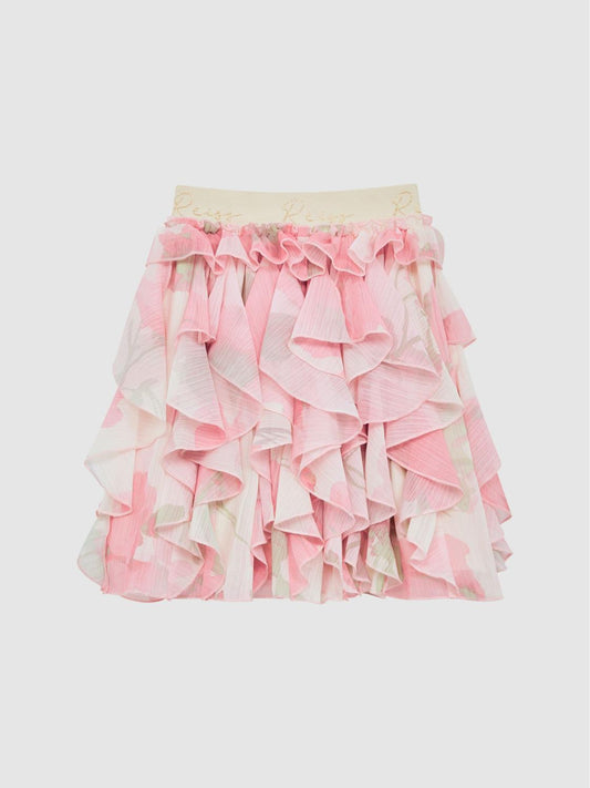 Reiss Skirts | Lola Ruffle Tulle Skirt Pink Print - Children