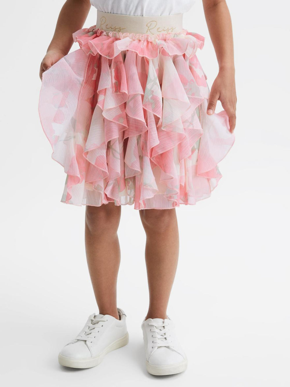 Reiss Skirts | Lola Ruffle Tulle Skirt Pink Print - Children