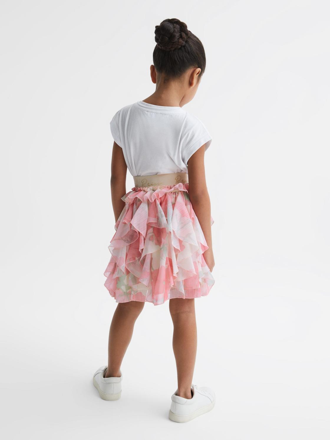 Reiss Skirts | Lola Ruffle Tulle Skirt Pink Print - Children