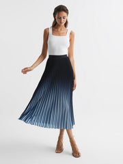 Reiss Skirts | Marlie Ombre Pleated Midi Skirt Bright Blue - Women