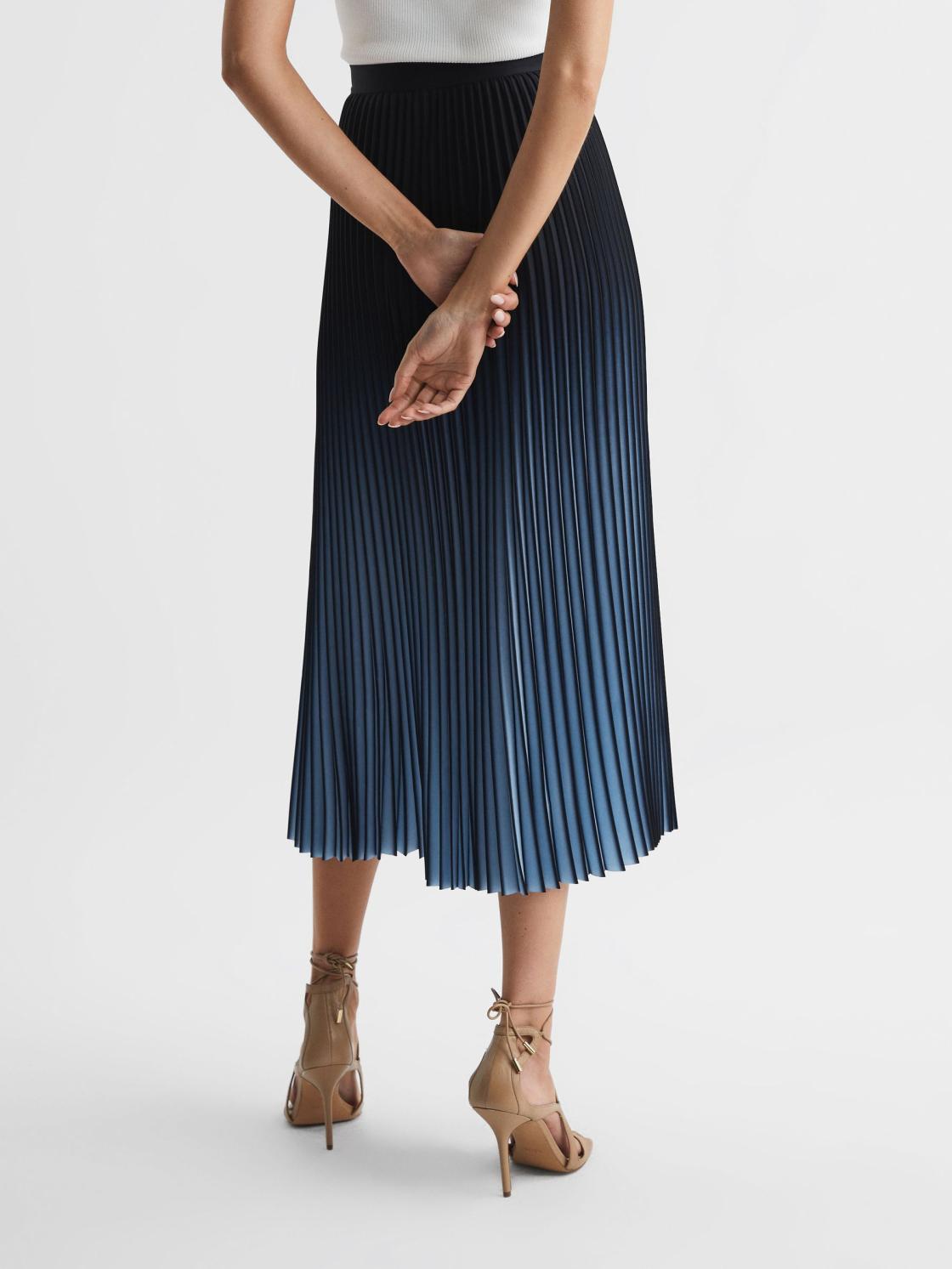Reiss Skirts | Marlie Ombre Pleated Midi Skirt Bright Blue - Women