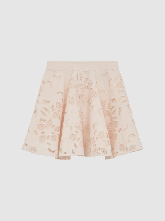 Reiss Skirts | Nella High Rise Lace Skirt Pink - Children