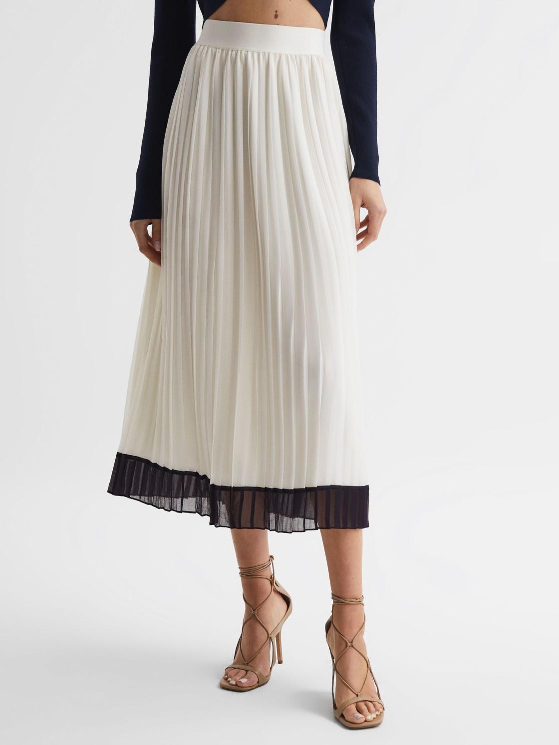Reiss Skirts | Osti Pleated Midi Skirt White - Women