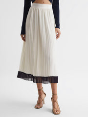 Reiss Skirts | Osti Pleated Midi Skirt White - Women