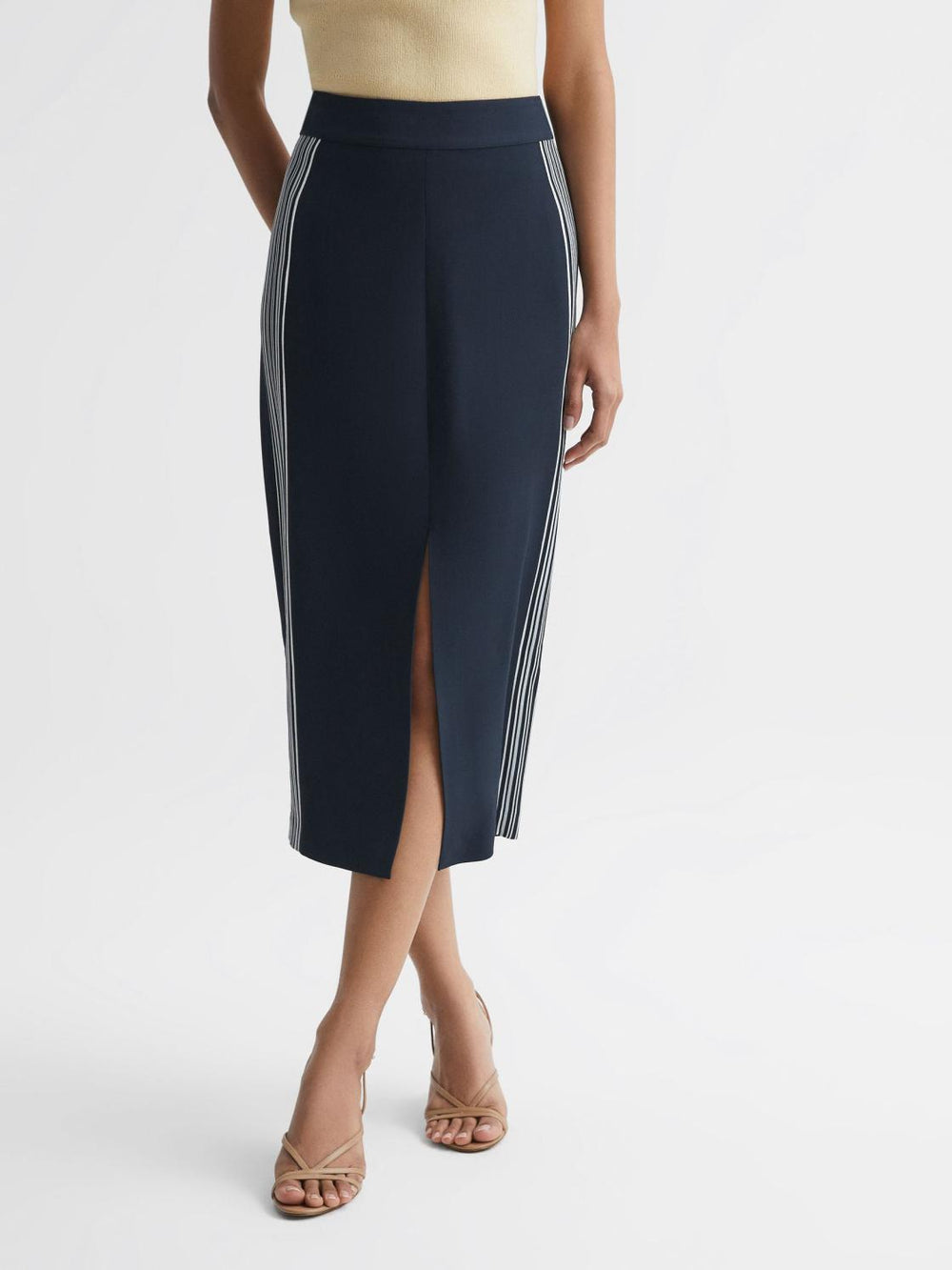 Reiss Skirts | Pia High Rise Midi Pencil Skirt Navy - Women