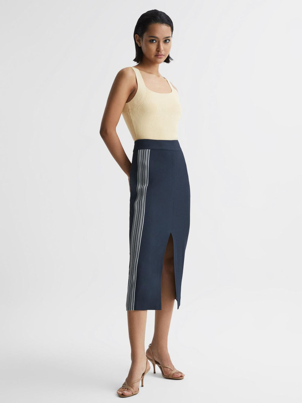 Reiss Skirts | Pia High Rise Midi Pencil Skirt Navy - Women
