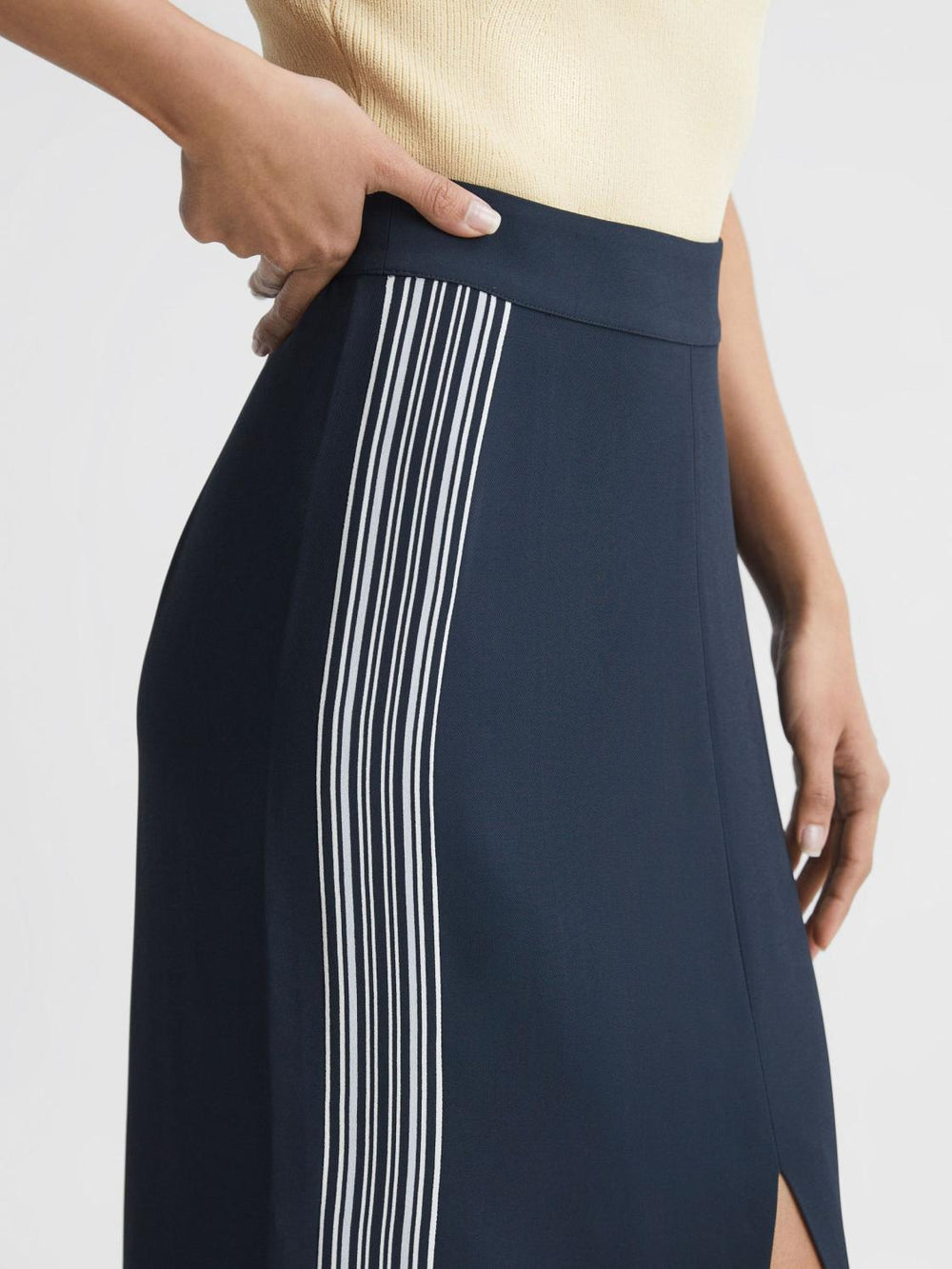 Reiss Skirts | Pia High Rise Midi Pencil Skirt Navy - Women