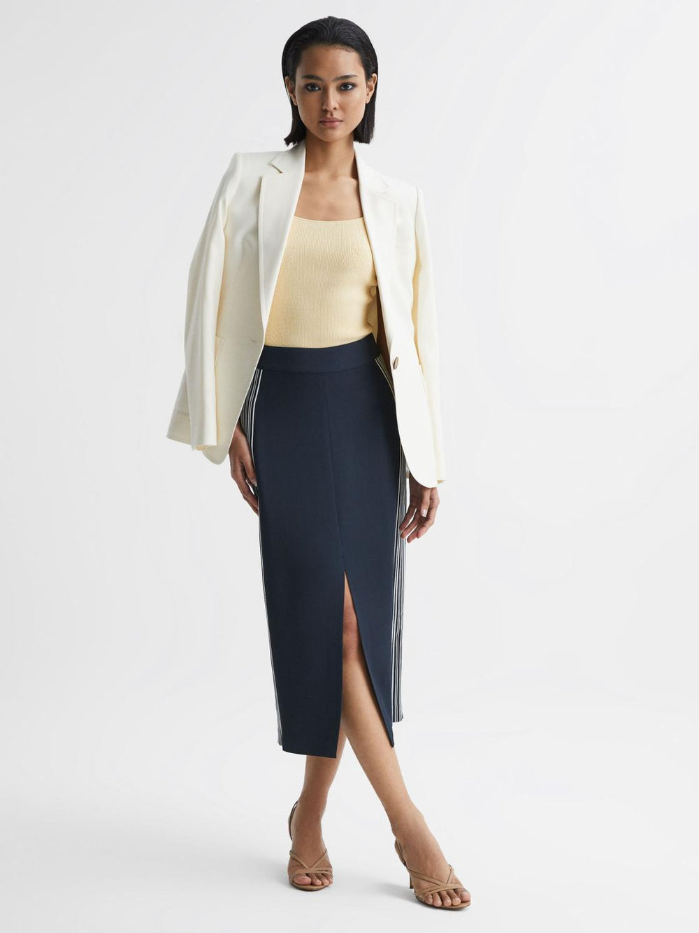 Reiss Skirts | Pia High Rise Midi Pencil Skirt Navy - Women