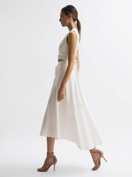 Reiss Skirts | Rebecca Fitted High Rise Midi Skirt Nude - Women