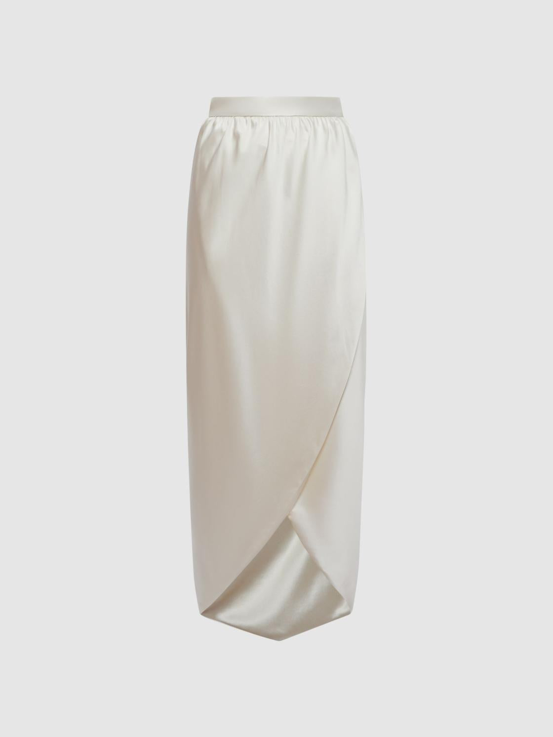 Reiss Skirts | Tyra Silk High-Low Wrap Skirt Ivory - Women