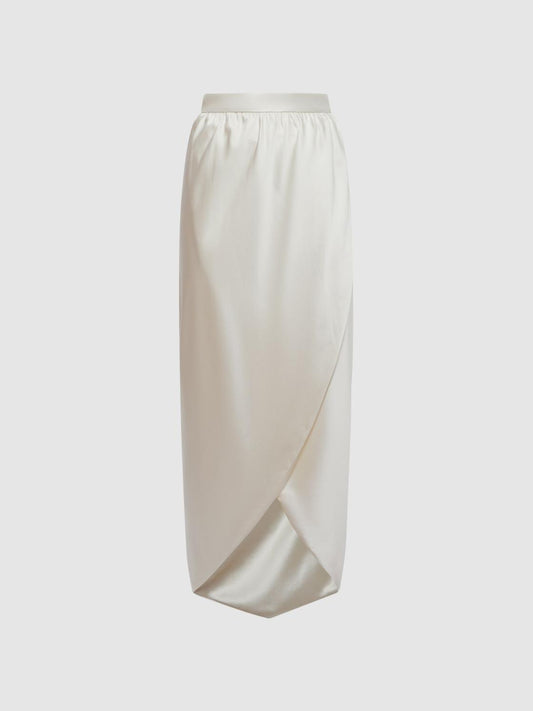 Reiss Skirts | Tyra Silk High-Low Wrap Skirt Ivory - Women