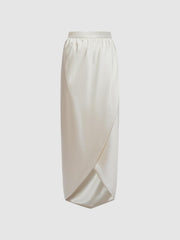 Reiss Skirts | Tyra Silk High-Low Wrap Skirt Ivory - Women