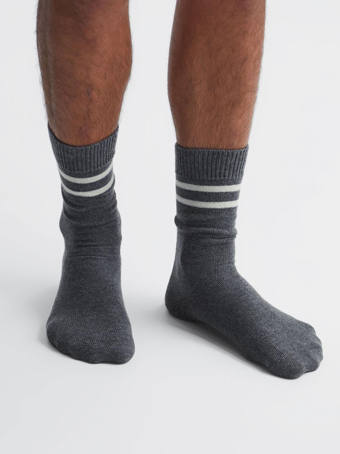 Reiss Socks &amp; Underwear | Alcott Sporty Wool Blend Socks Grey Melange - Men