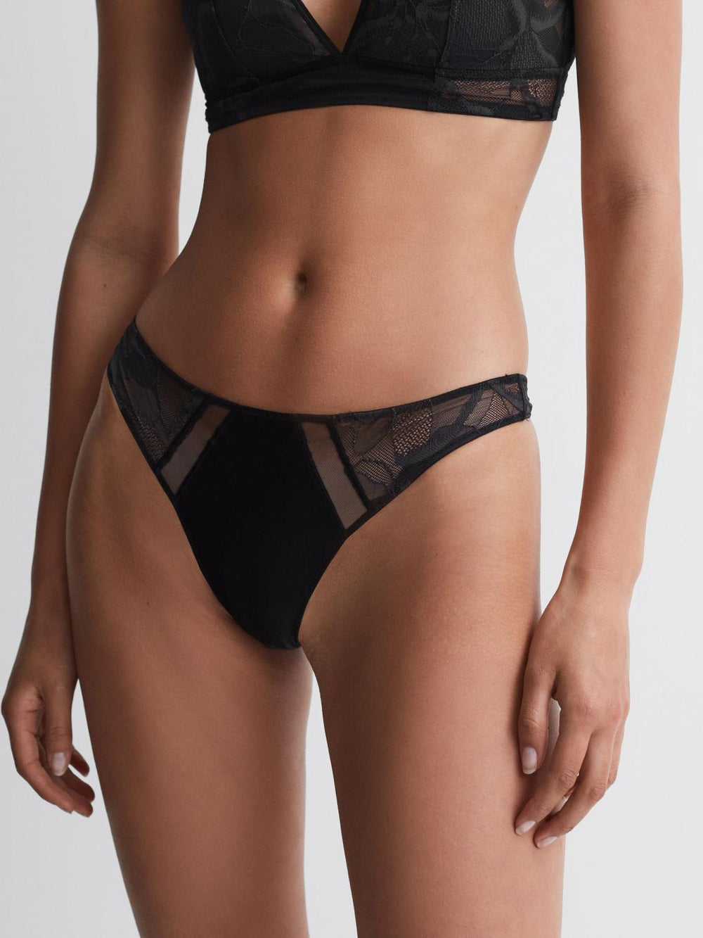 Reiss Socks &amp; Underwear | Calvin Klein Underwear Satin Lace Thong Black - Women