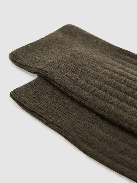Reiss Socks &amp; Underwear | Cirby Wool-Cashmere Blend Ribbed Socks Khaki - Men