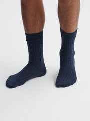 Reiss Socks &amp; Underwear | Coen Speckled Hiking Socks Navy - Men