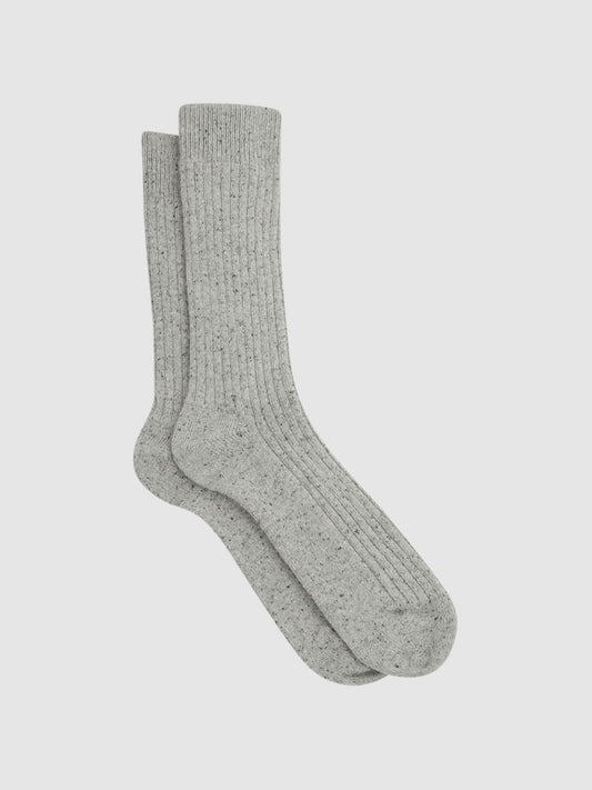 Reiss Socks &amp; Underwear | Coen Speckled Hiking Socks Soft Grey - Men