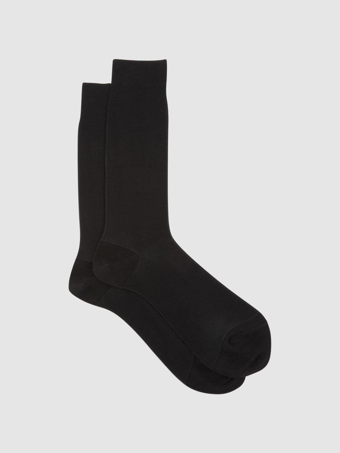 Reiss Socks &amp; Underwear | Cory Two Tone Cotton Socks Black - Men