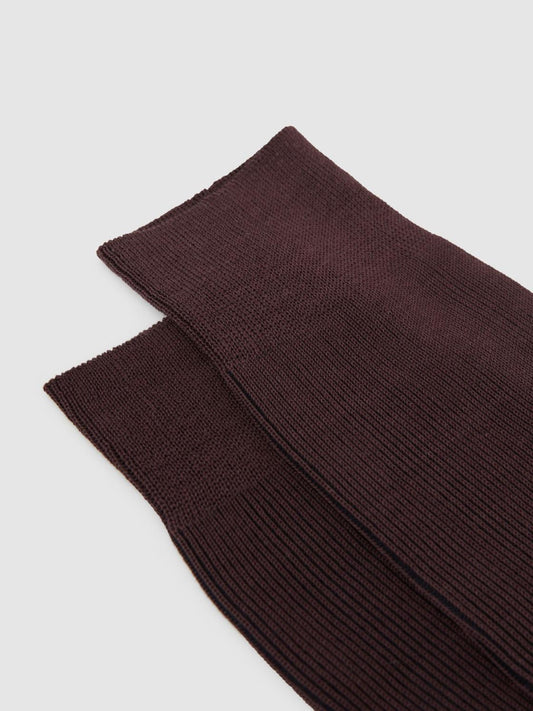 Reiss Socks &amp; Underwear | Cory Two Tone Cotton Socks Bordeaux - Men