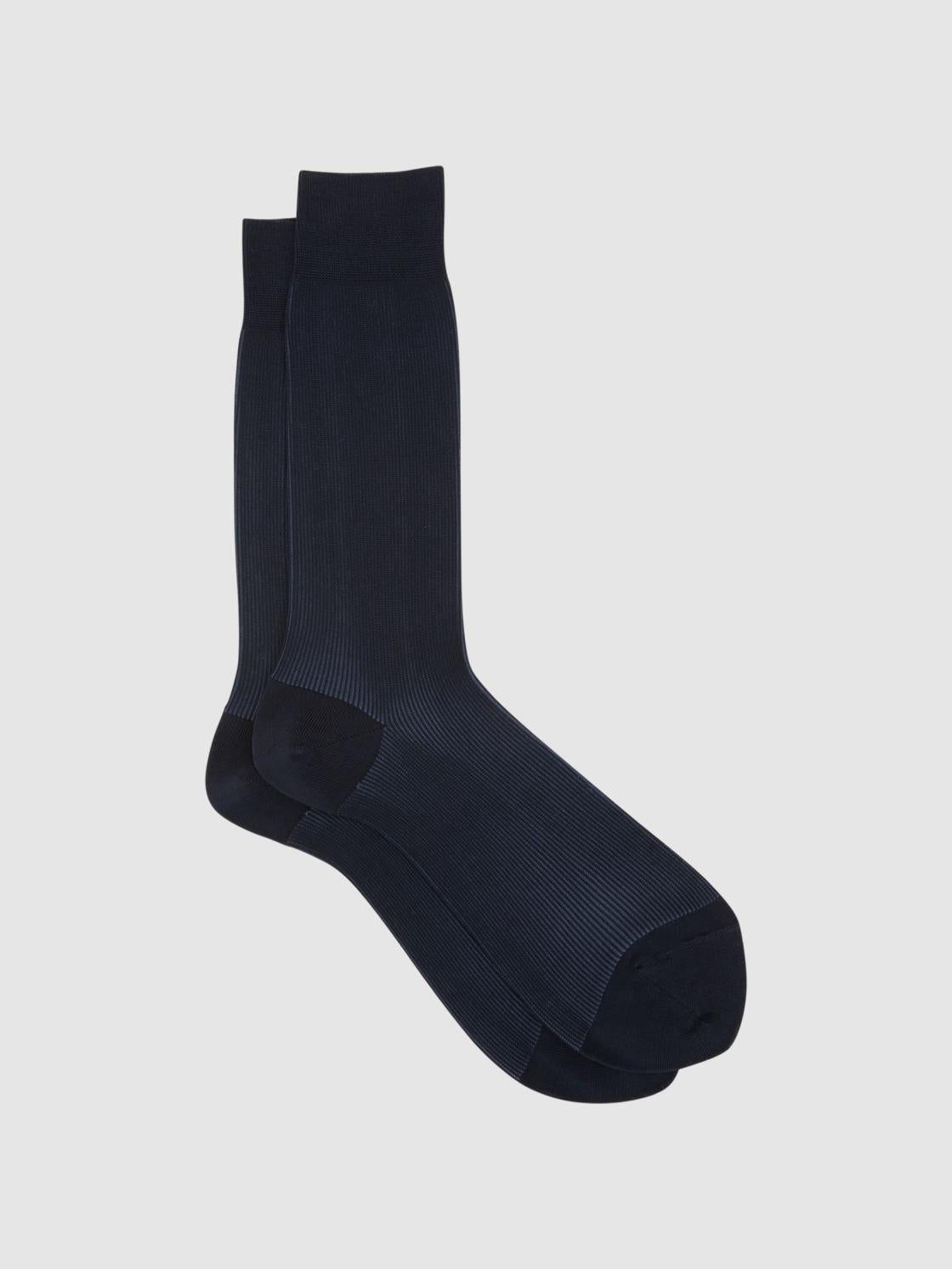 Reiss Socks &amp; Underwear | Cory Two Tone Cotton Socks Navy - Men