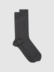 Reiss Socks &amp; Underwear | Fela Ribbed Socks Charcoal - Men