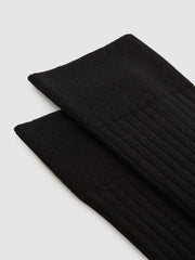 Reiss Socks &amp; Underwear | Feli Ribbed Mercerised Cotton Blend Socks Black - Men