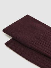 Reiss Socks &amp; Underwear | Feli Ribbed Mercerised Cotton Blend Socks Bordeaux - Men