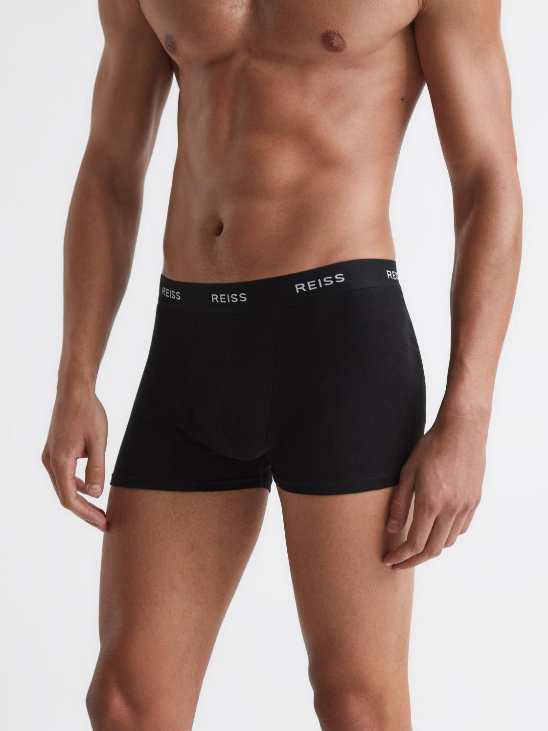 Reiss Socks &amp; Underwear | Heller Three Pack Organic Cotton Boxers Black - Men
