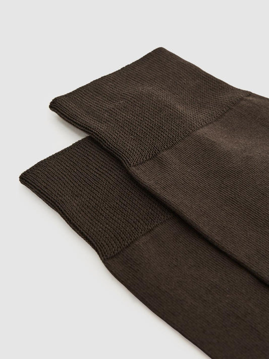 Reiss Socks &amp; Underwear | Mari Mercerised Cotton Blend Socks Chocolate - Men