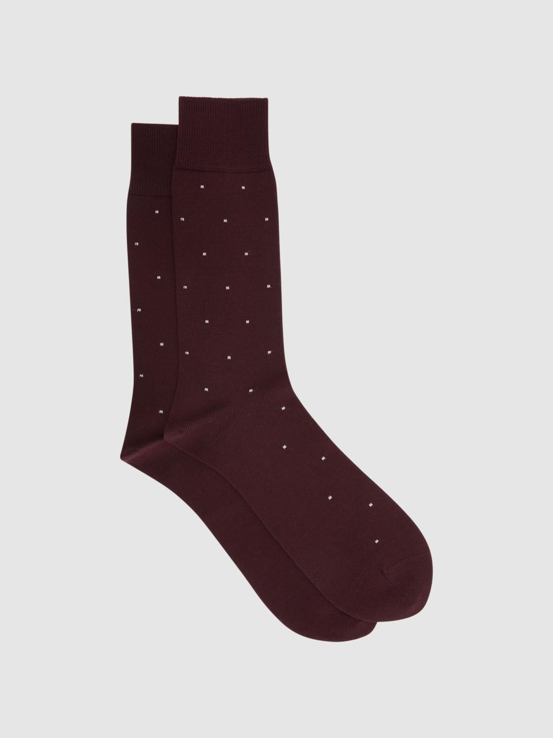 Reiss Socks &amp; Underwear | Mario Spot Polka Dot Socks Bordeaux - Men