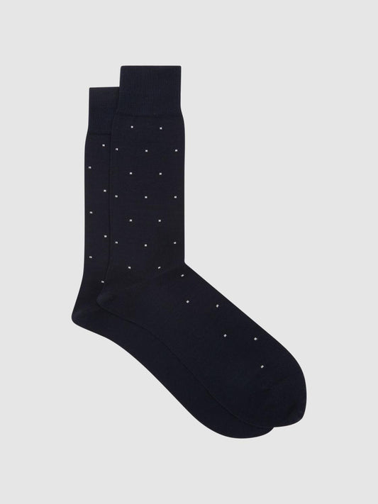 Reiss Socks &amp; Underwear | Mario Spot Polka Dot Socks Navy - Men