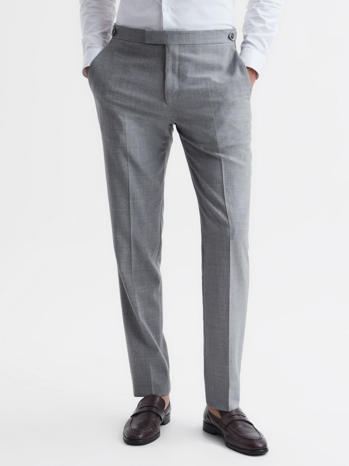 Reiss Suits &amp; Tailoring | Arrow Slim Fit Wool Blend Trousers Soft Grey - Men