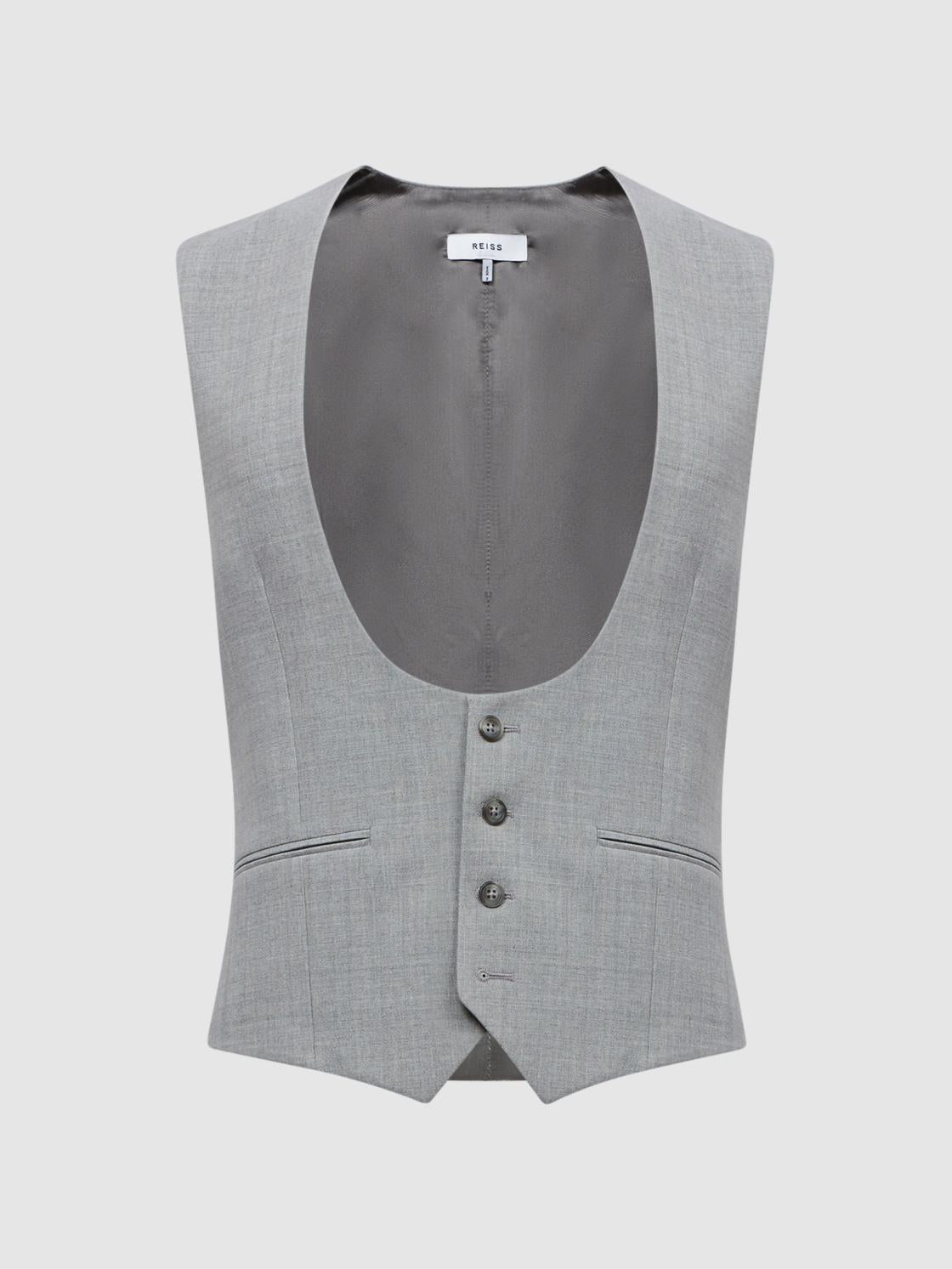 Reiss Suits &amp; Tailoring | Arrow Slim Fit Wool Blend Waistcoat Soft Grey - Men