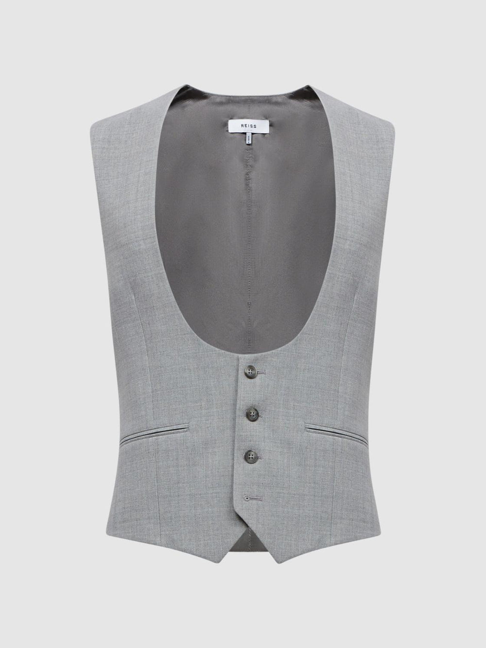 Reiss Suits &amp; Tailoring | Arrow Slim Fit Wool Blend Waistcoat Soft Grey - Men