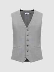 Reiss Suits &amp; Tailoring | Arrow Slim Fit Wool Blend Waistcoat Soft Grey - Men