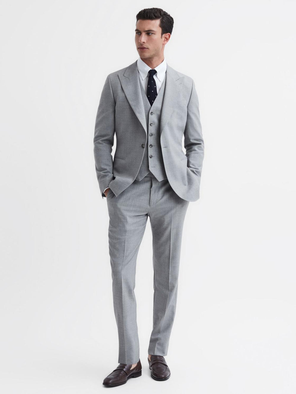 Reiss Suits &amp; Tailoring | Arrow Slim Fit Wool Blend Waistcoat Soft Grey - Men