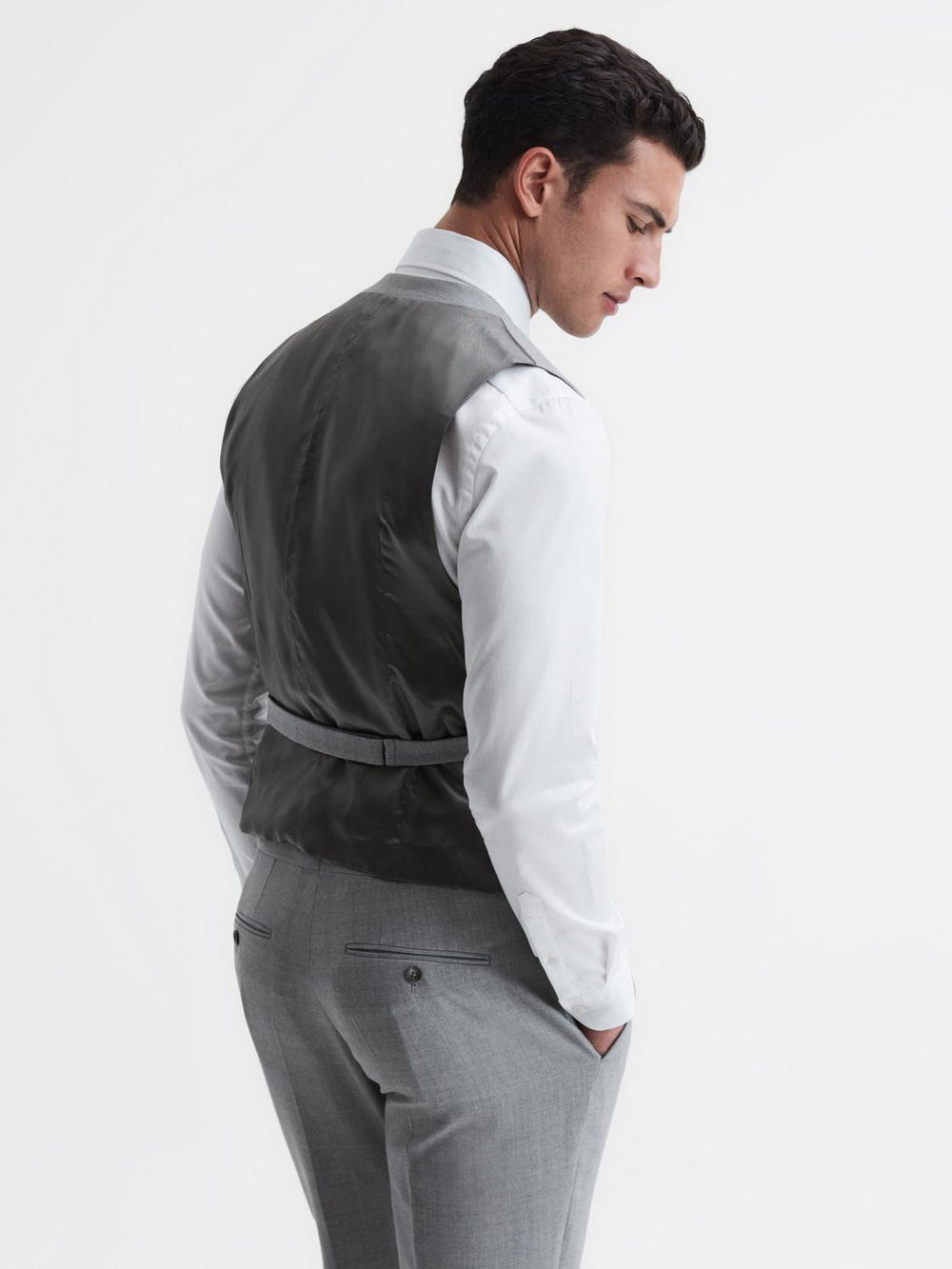 Reiss Suits &amp; Tailoring | Arrow Slim Fit Wool Blend Waistcoat Soft Grey - Men