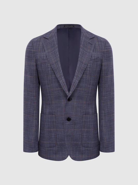 Reiss Suits &amp; Tailoring | Belvedere Single Breasted Check Blazer Indigo - Men