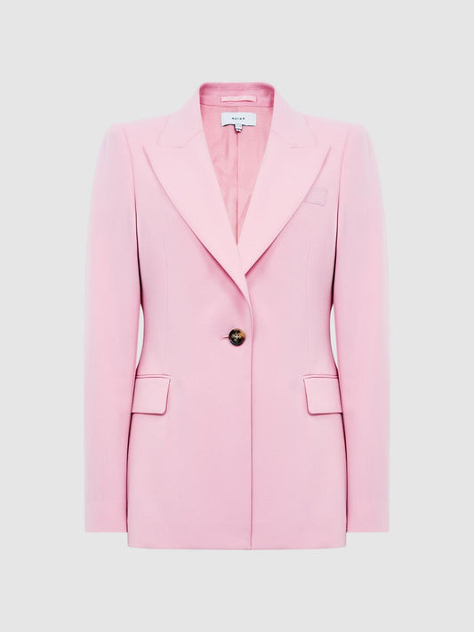 Reiss Suits &amp; Tailoring | Blair Single Breasted Wool Blend Blazer Pink - Women