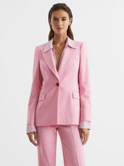 Reiss Suits &amp; Tailoring | Blair Single Breasted Wool Blend Blazer Pink - Women